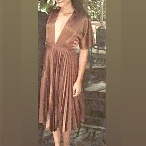 SALE ❤️ASOS Metallic Brown Plunge Dress
